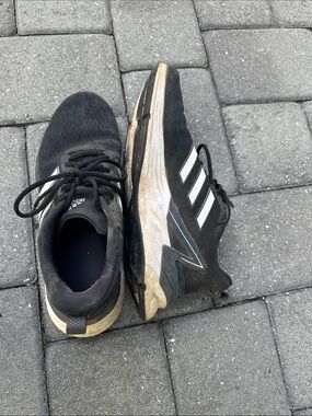 adidas Men’s Black Athletic Shoes with White Stripes